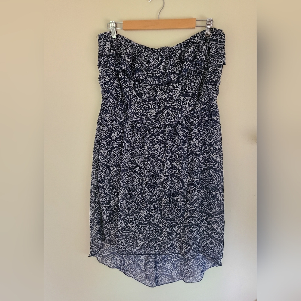 Maurices Navy Blue and White High Low Dress
